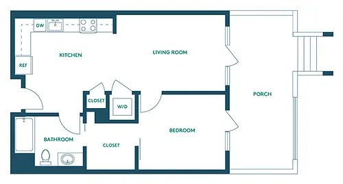 Floor plan 1Bed/1Bath C - Signature