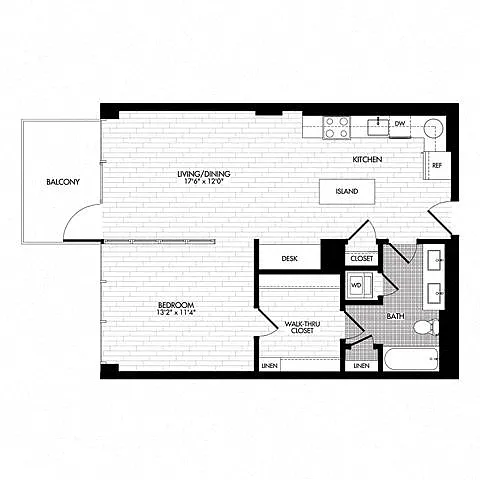 Floor plan 1H w/ Balcony