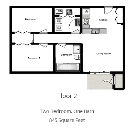 Floor plan 2 bed Mid Income Qualifying
