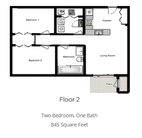 Floor plan 2 bed Mid Income Qualifying