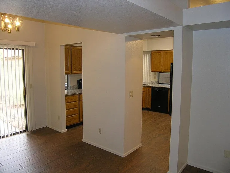 View of kitchen from dining room