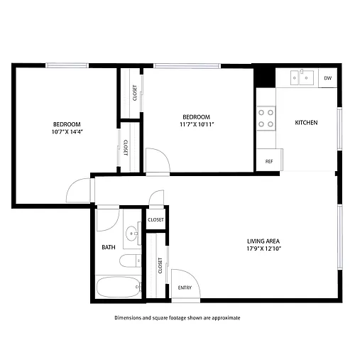 Floor plan 2 Bedroom / 1 Bath
