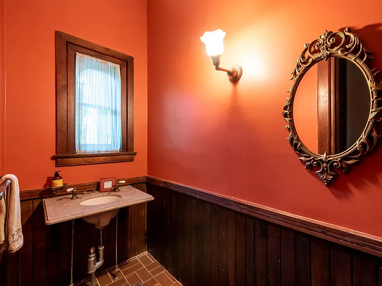 Powder room, with original marble sink