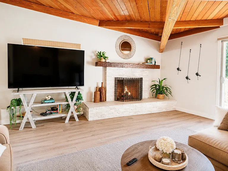 Family room with fire place