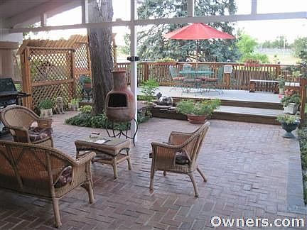 Covered brick patio, deck, Addenbrooke park
