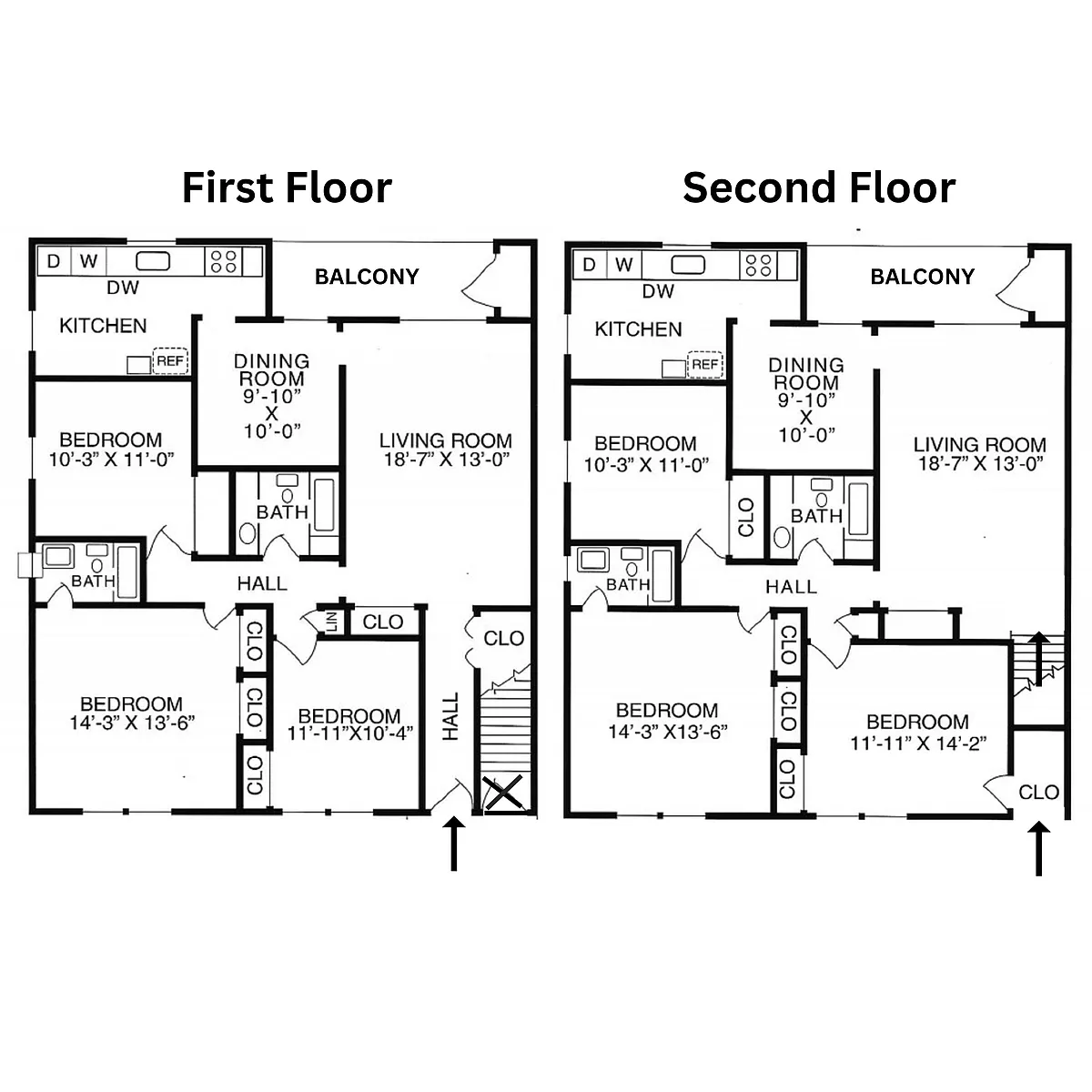 Floor plan Three-Bedroom Apartment