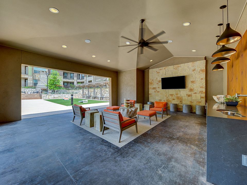 Outdoor Covered Entertainment Lounge with TV and Wi-Fi