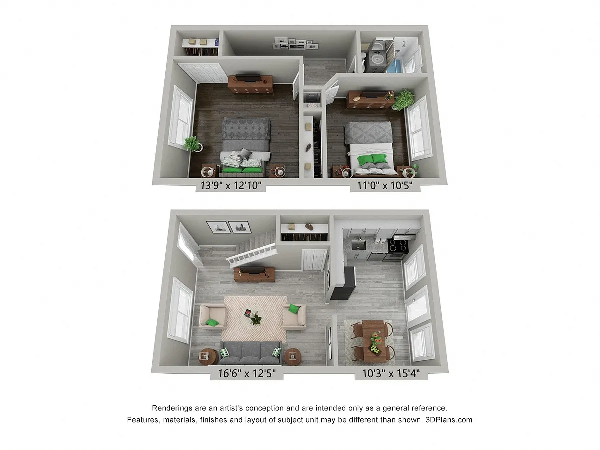 Floor plan Classic 2 Bed Townhouse