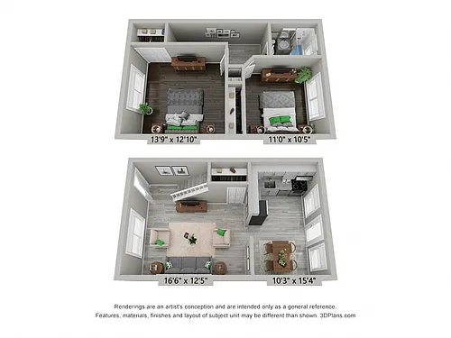 Floor plan Classic 2 Bed Townhouse