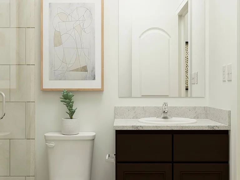 Full bathroom with a step-in shower in the master bathroom.
