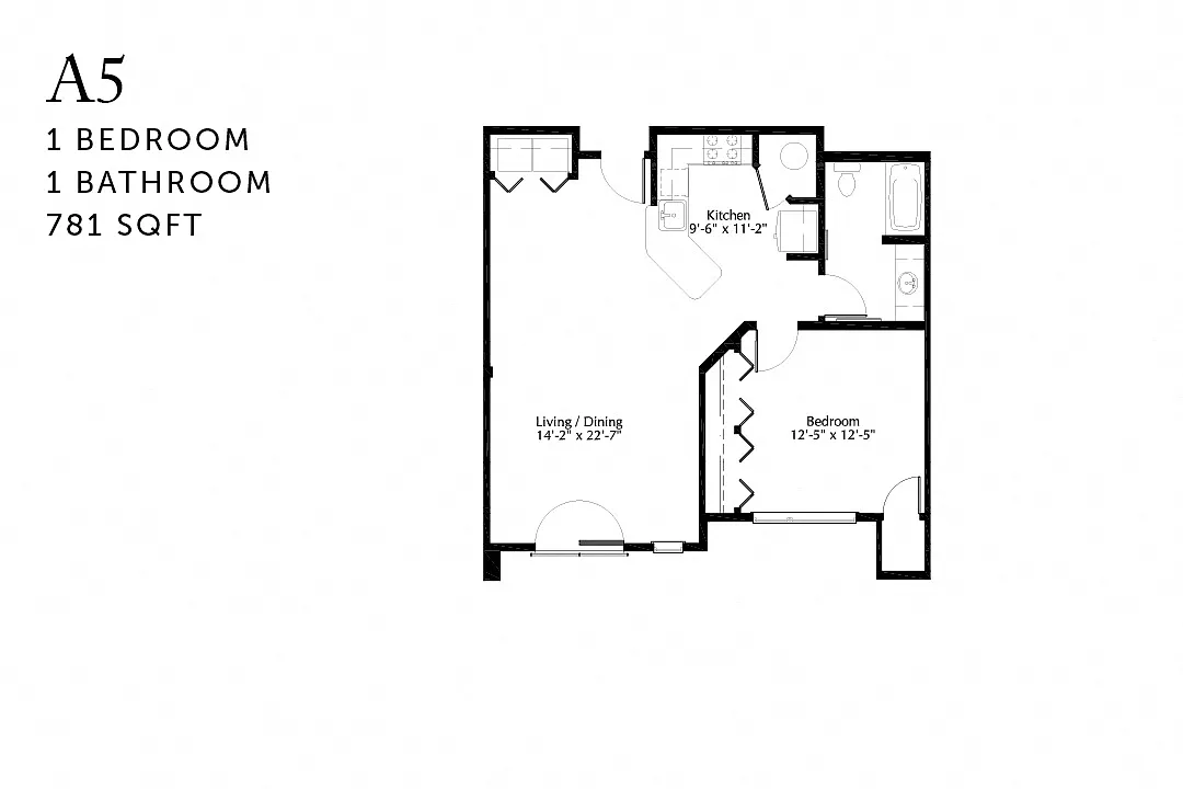 Floor plan A5 One Bedroom