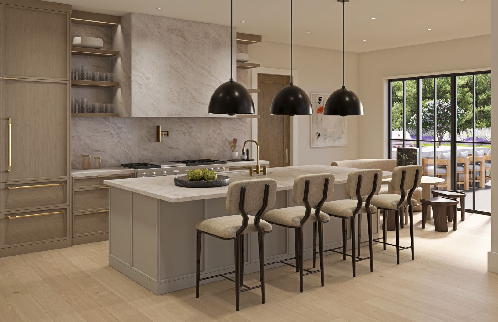  Extensive indoor/outdoor kitchen complex