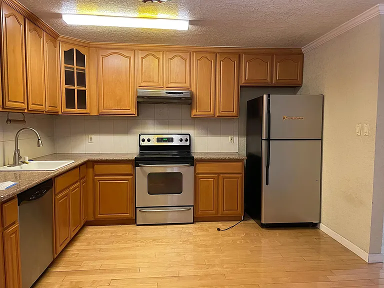 Kitchen with steel appliances