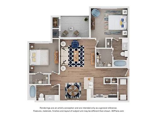 Floor plan Two Bedroom - Trinity