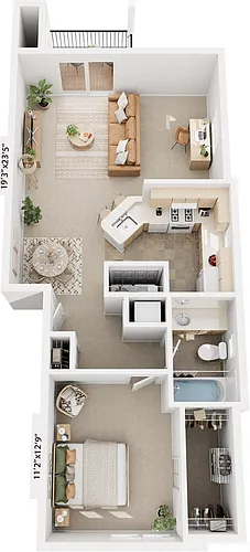 Floor plan One Bedroom End
