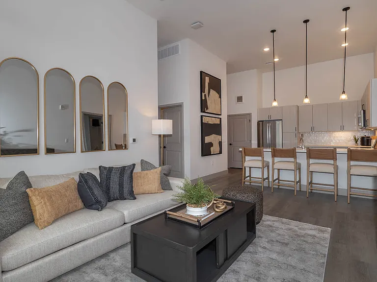 Living Area and Kitchen with Hard Surface Flooring