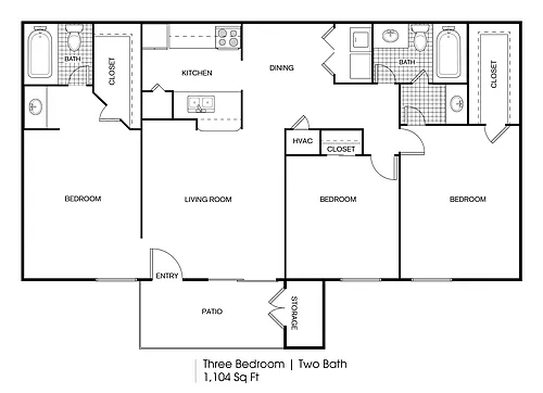 Floor plan 3 bedroom 2 bath