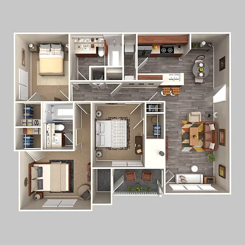 Floor plan Three Bed, Two Bath