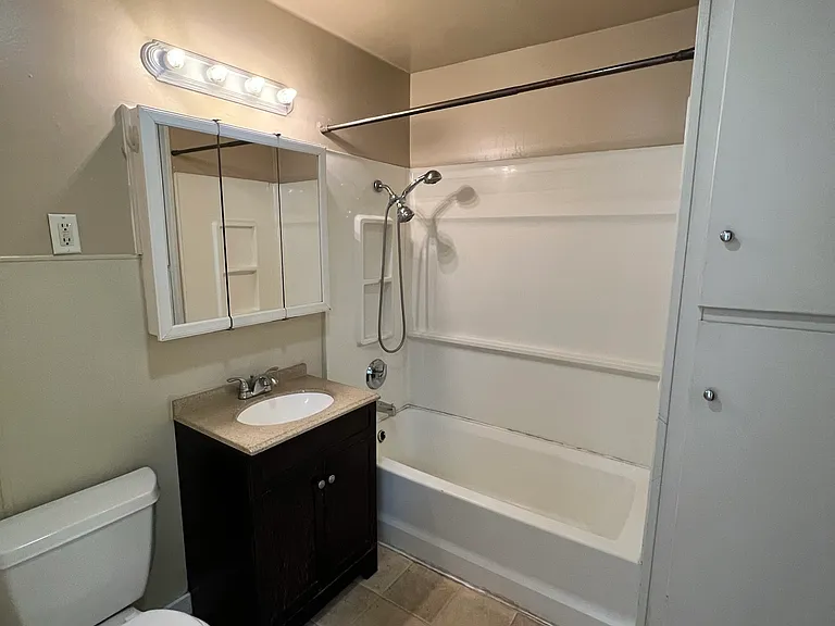 Bathroom with linen storage