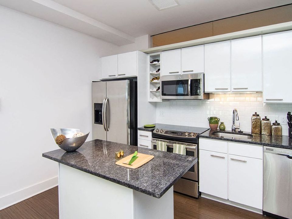 Kitchen with granite countertops and stainless steel appliances