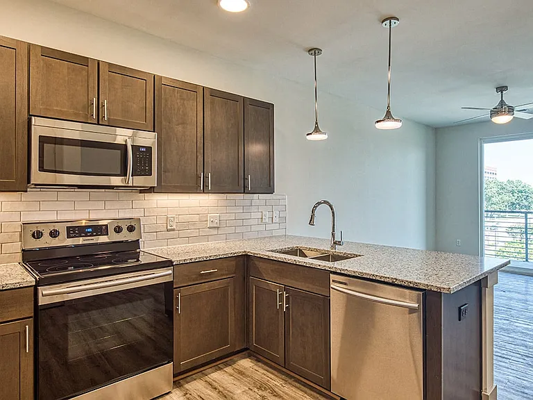 Kitchen in a one bedroom apartments