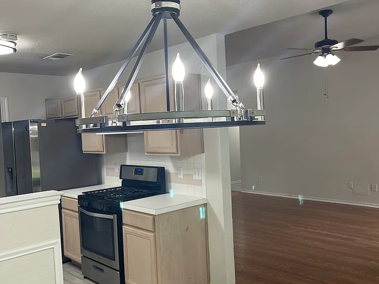 view from dining into living/ kitchen