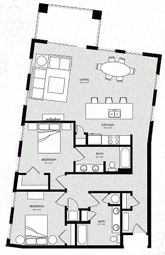 Floor plan Two Bedroom - Phase I