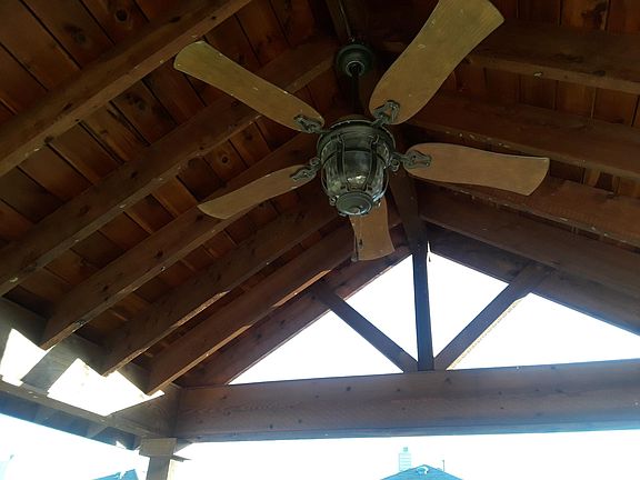 Covered patio in backyard