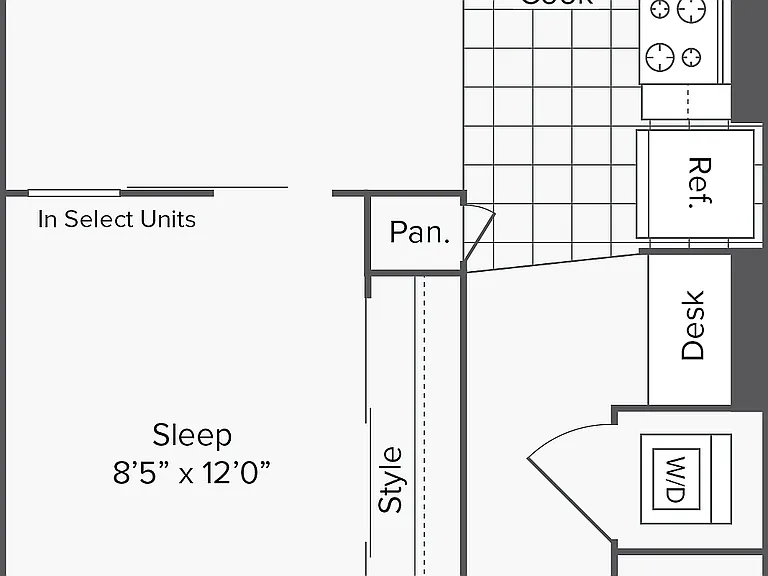 1 BR x 1 BA - A Floorplan 1 BR x 1 BA - A Floorplan