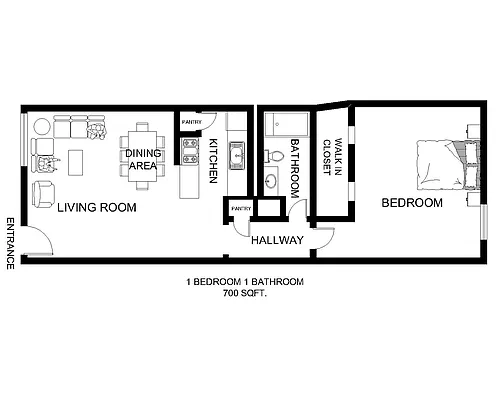 Floor plan 1x1B - Classic