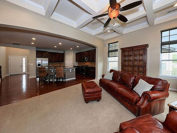 Coffered ceiling in den