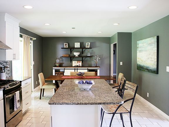 Kitchen opens to living room