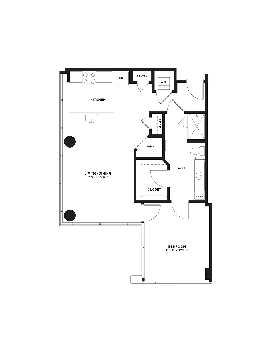 Floor plan 1 Bed/1 Bath-1H
