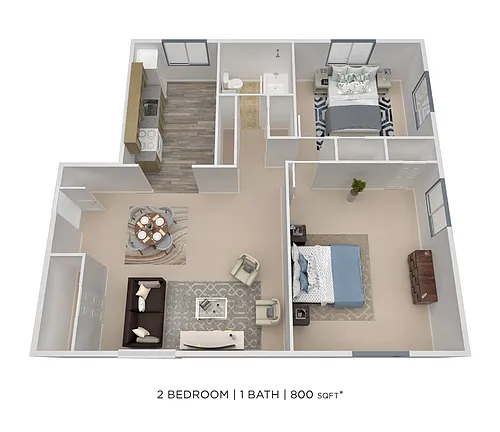 Floor plan Two Bedroom - 800 sqft
