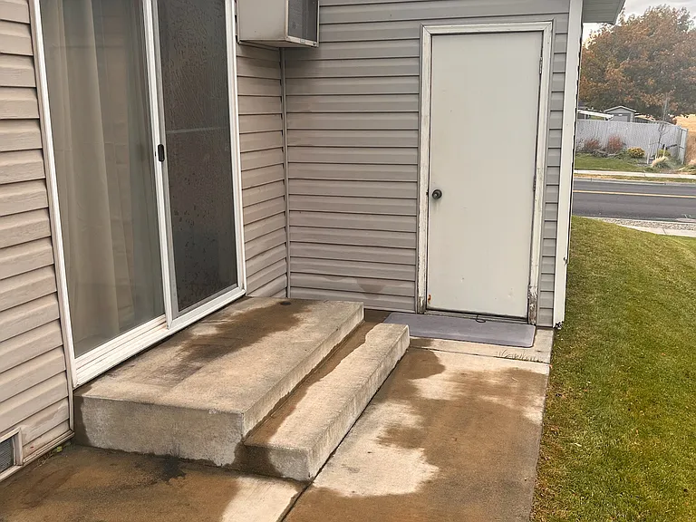 Backyard and storage shed
