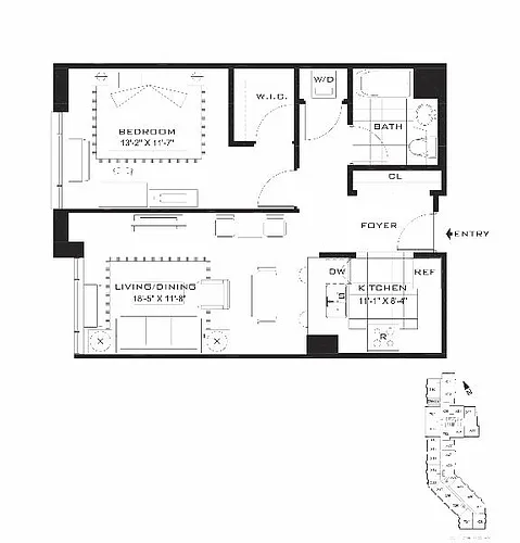 Floor plan AQUABLU - 1 Bedroom One Bathroom