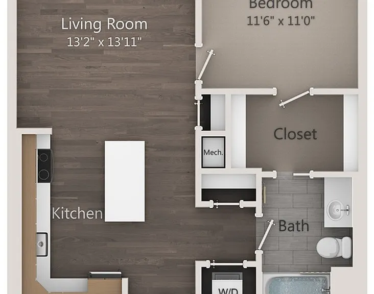 One Bedroom One Bathroom (720 SF) One Bedroom One Bathroom (720 SF)