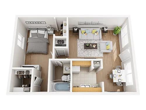 Floor plan Crawford 1 Bedroom