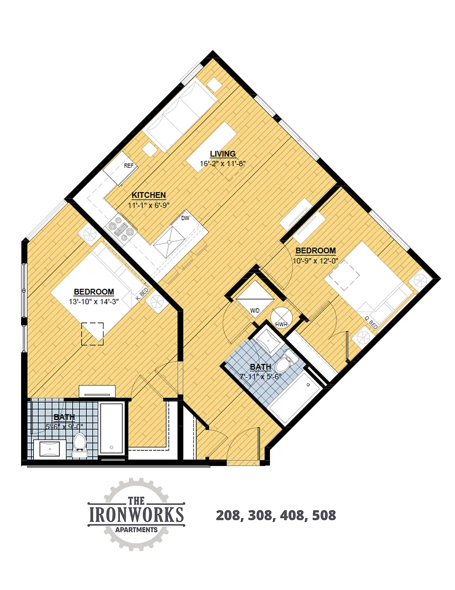 Floor plan 2 Bed | 2 Bath