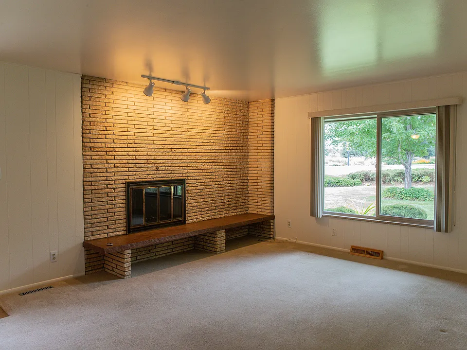 Large fireplace in the living room.