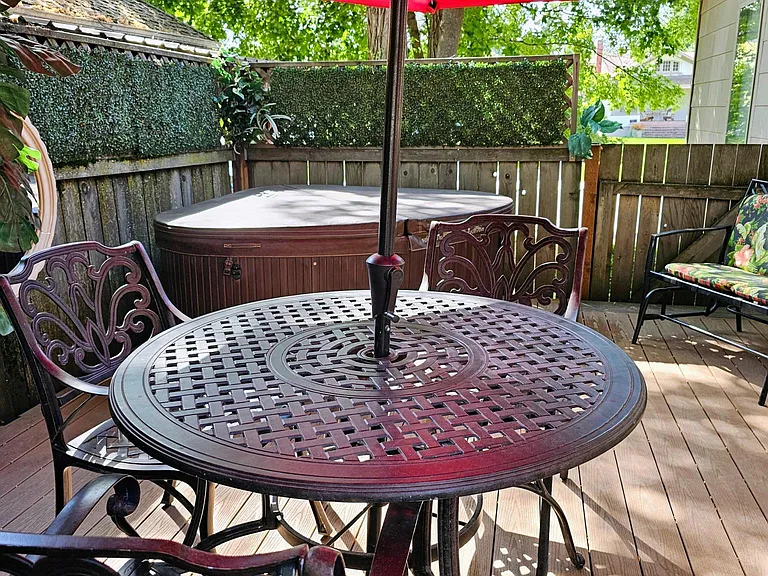 Back porch with hot tub