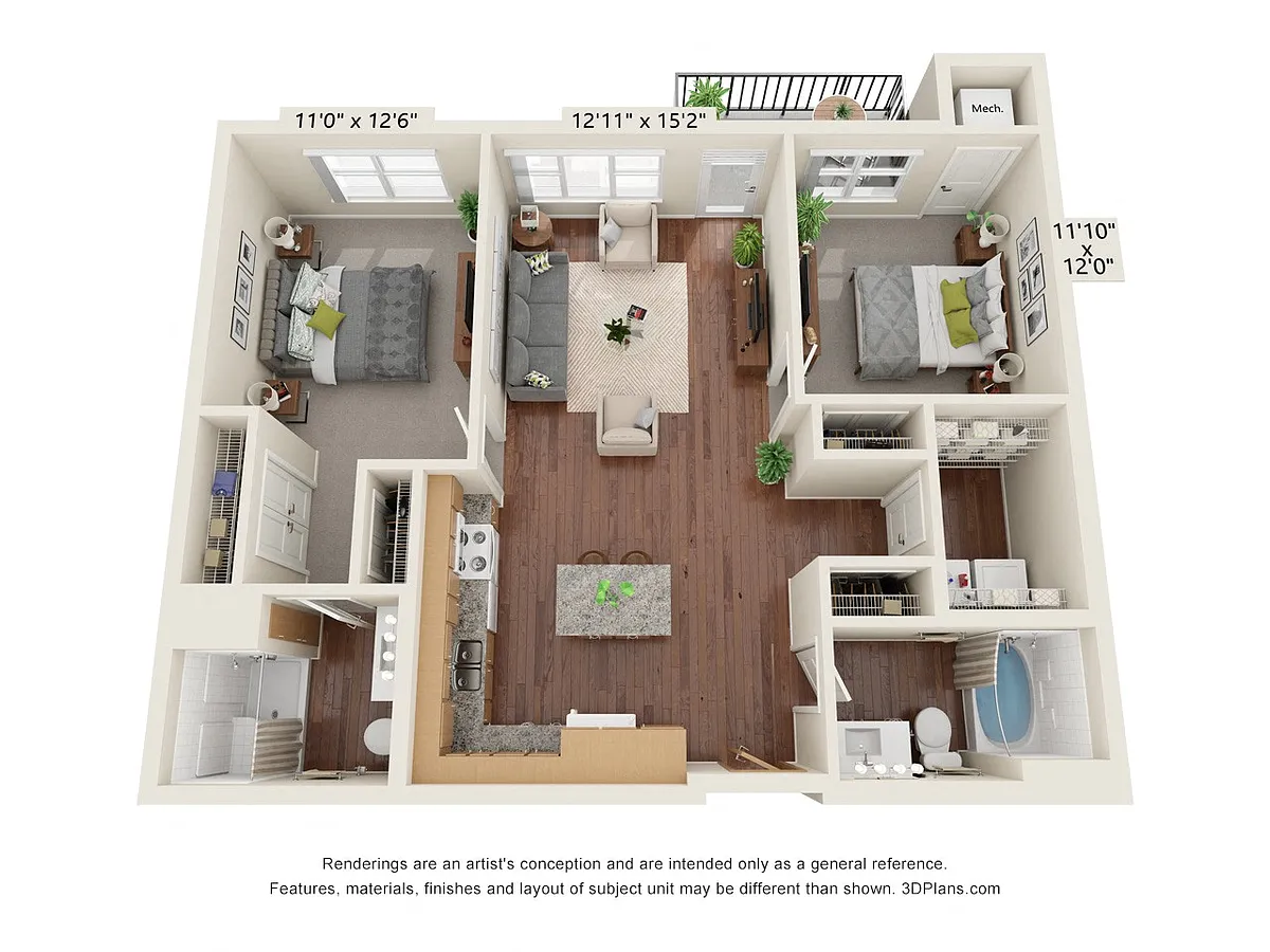 Floor plan Two Bedroom - B