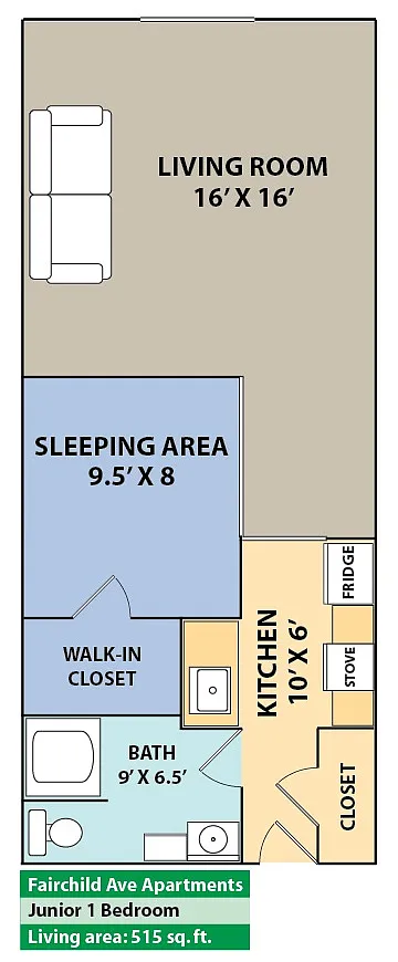 Floor plan Studio with Sleeping Nook