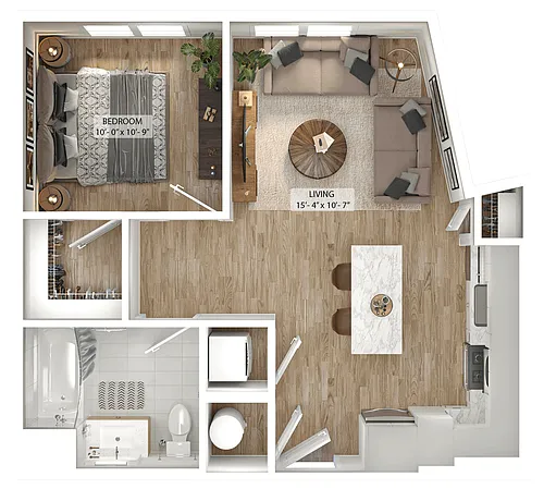 Floor plan 1 Bed/1 Bath-A2