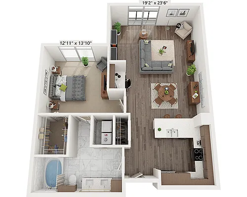 Floor plan One Bedroom A1G3