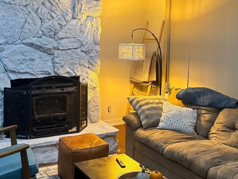 Living room with fire place.