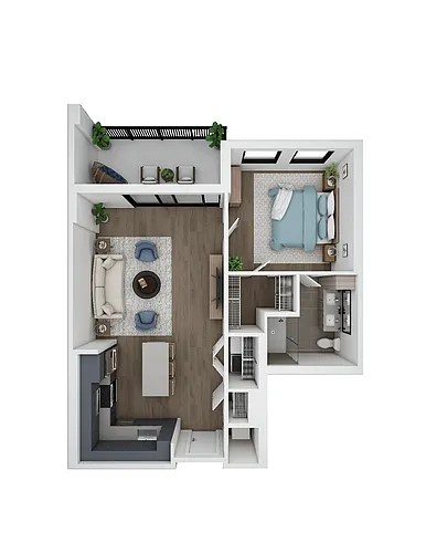 Floor plan 1 Bed/1 Bath-A1