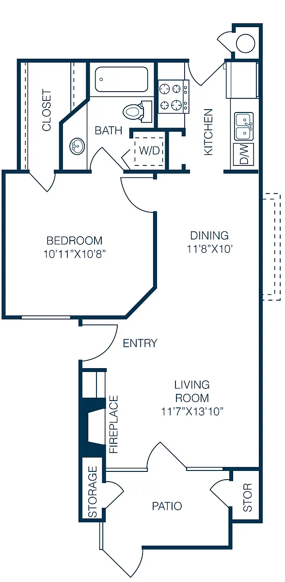 Floor plan 1 Bedroom 1 Bath A1