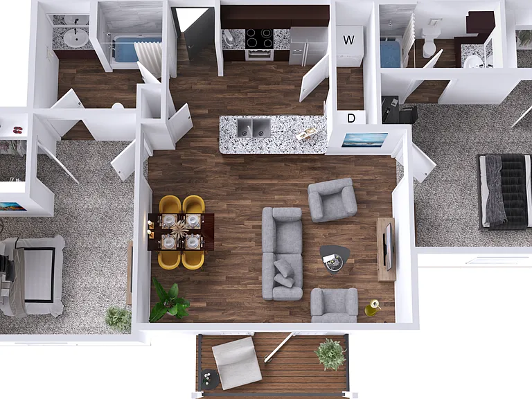 Two Bedroom Two Bathroom Apartment with Washer and Dryer
