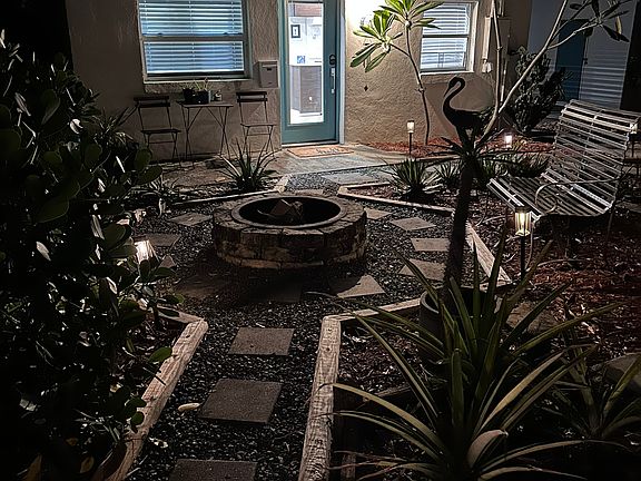 Shared firepit and beautiful landscaping